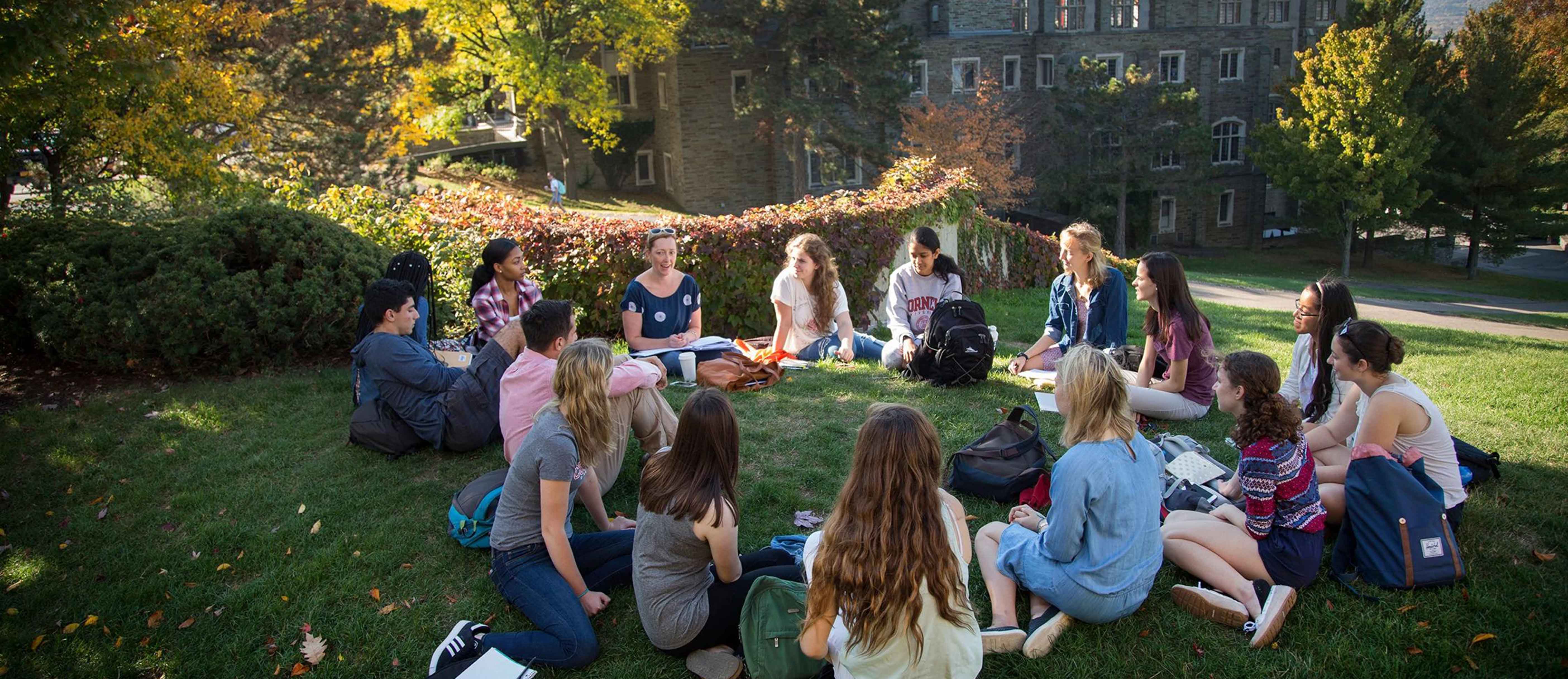 Class held outside on Libe Slope
